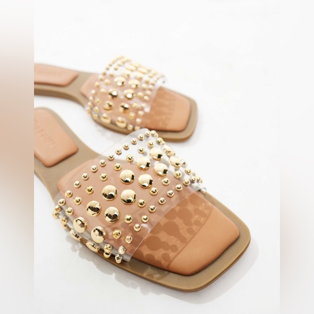 Zara Gold Studded Flat Sandals